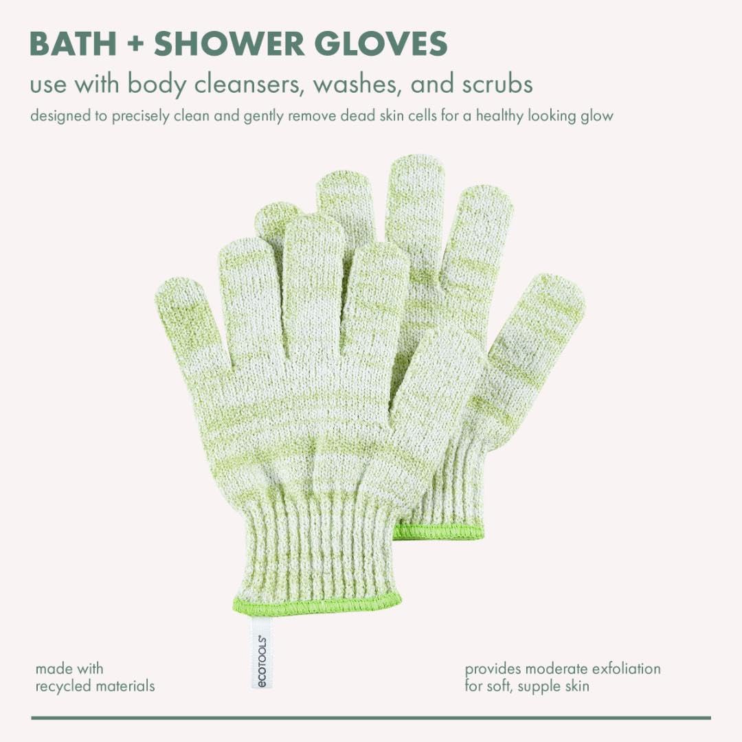 EcoTools Bath + Shower Gloves 6 Pack, Exfoliating Gloves Remove Dead Skin & Cleanse The Whole Body, Bath Gloves To Scrub & Hydrate, Self-Tanner Application Prep, Cruelty Free, (12 Gloves Total)