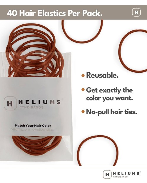 Heliums Thin Hair Elastics - Black - 2mm Ties for Thin Hair, 1.75 Inch, Medium Hold No Damage Ponytail Holders - 40 Count