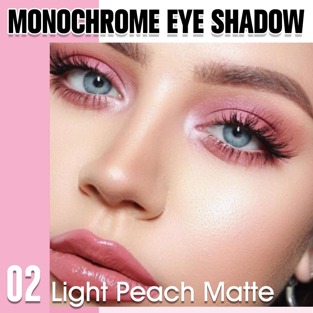 WanTuoluo Light Peach Matte Eyeshadow Palette - Blendable Vegan Makeup | Holographic Pressed Powder