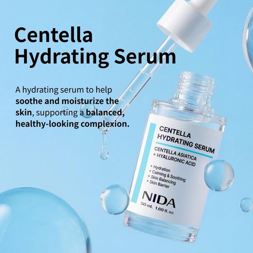 NIDA Centella Hydrating Serum - Centella Asiatica & Hyaluronic Acid for Soothing Hydration | 1.69 fl. oz. (50ml)