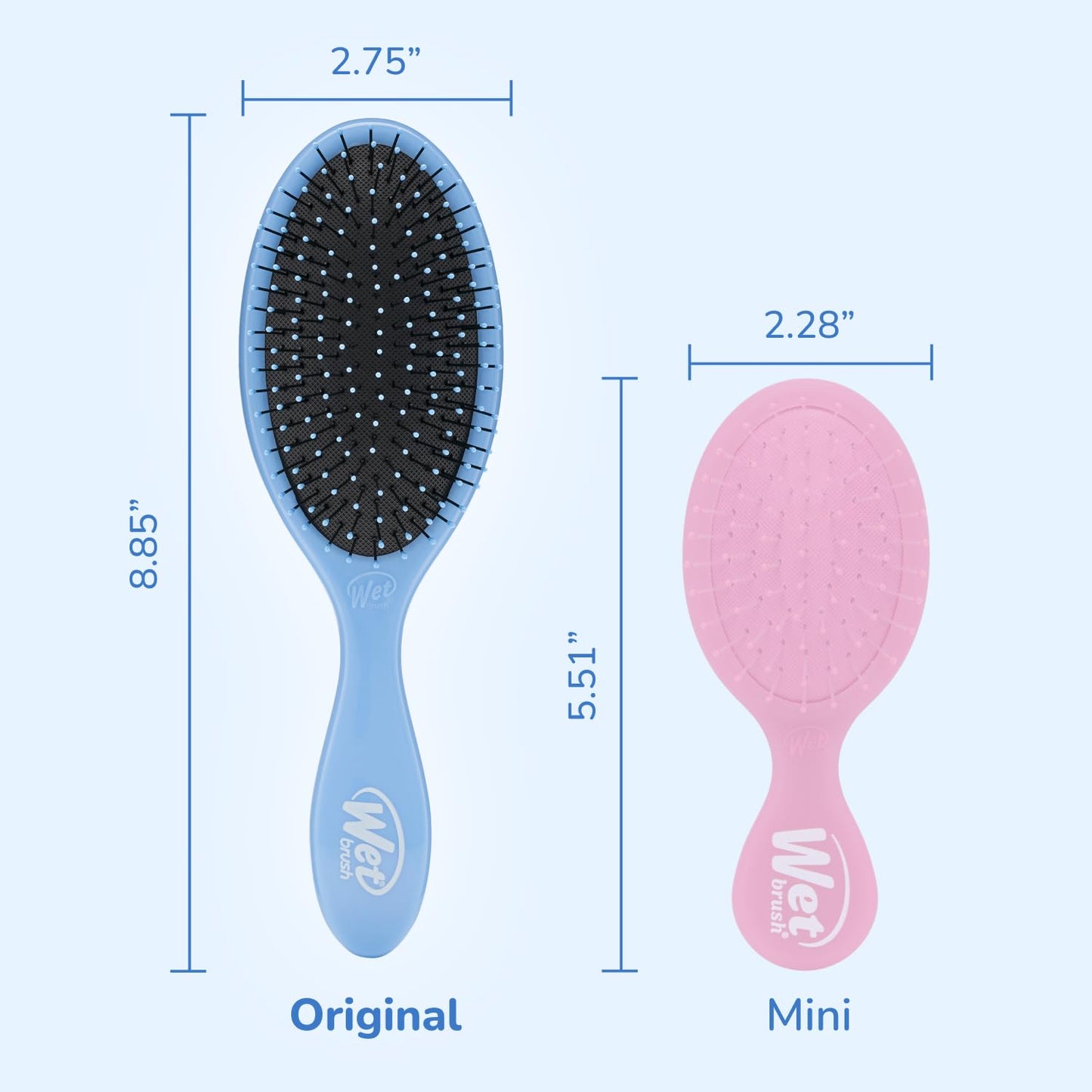 Wet Brush Detangling Brush - Tangle-Free Hair Brush for All Hair Types | Soft Flexible Bristles (Sky)