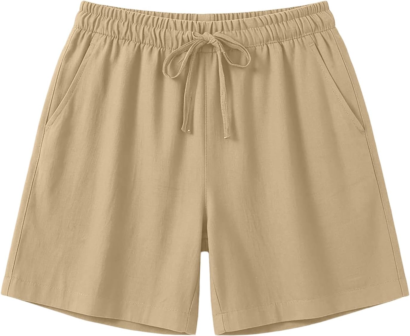 Gumipy Women's Summer Linen Bermuda Shorts - Casual High-Waisted with Pockets | Wide Leg Design
