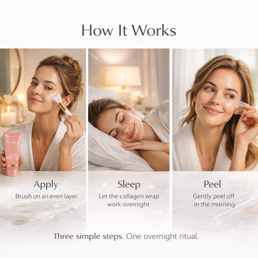 Skiennix Collagen Overnight Peel Off Face Mask - Deep Hydration & Pore Care for Glowing Skin | 1 Pack