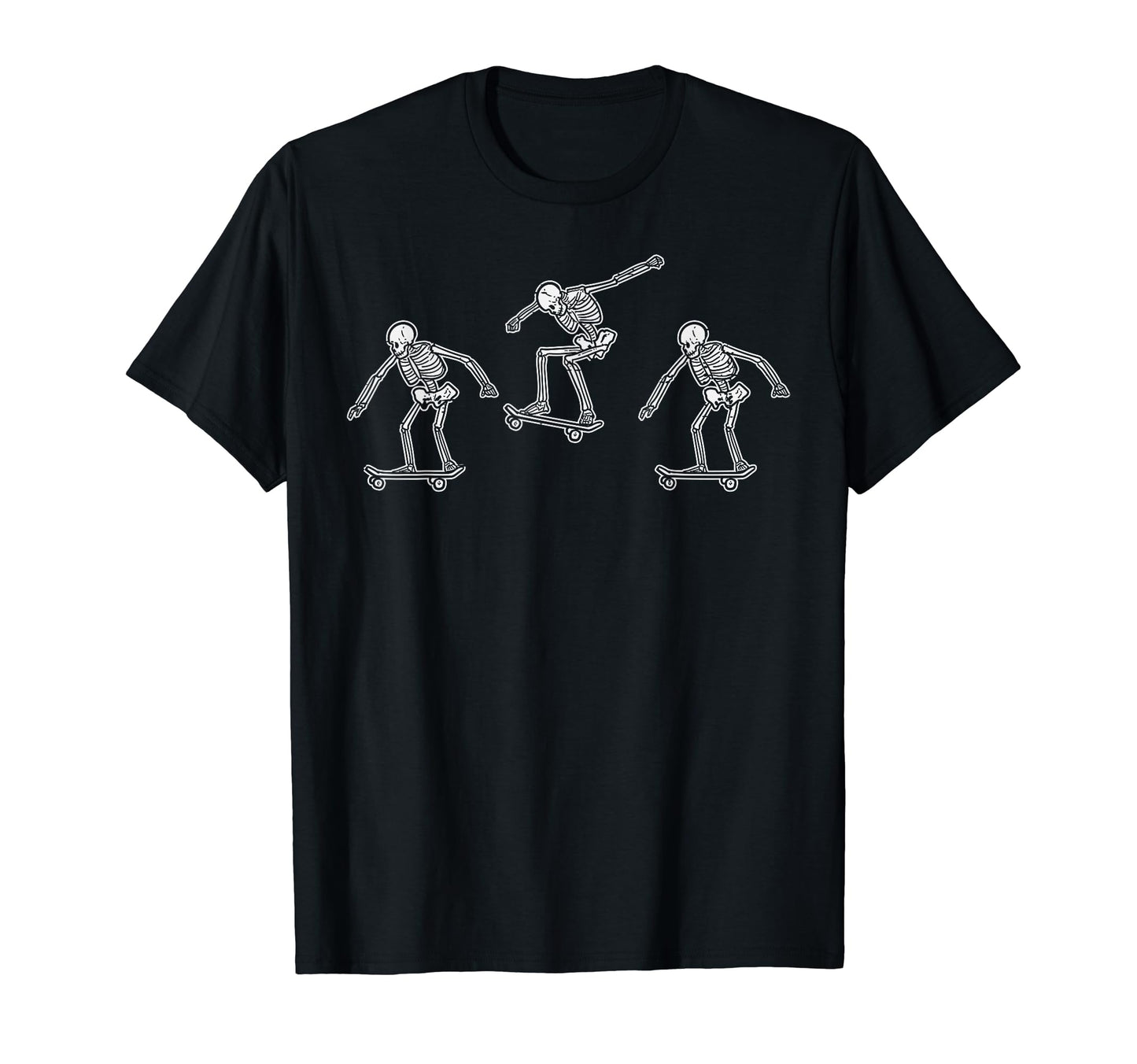 Skeletons Skateboarding Funny Halloween Skateboard Men Women T-Shirt