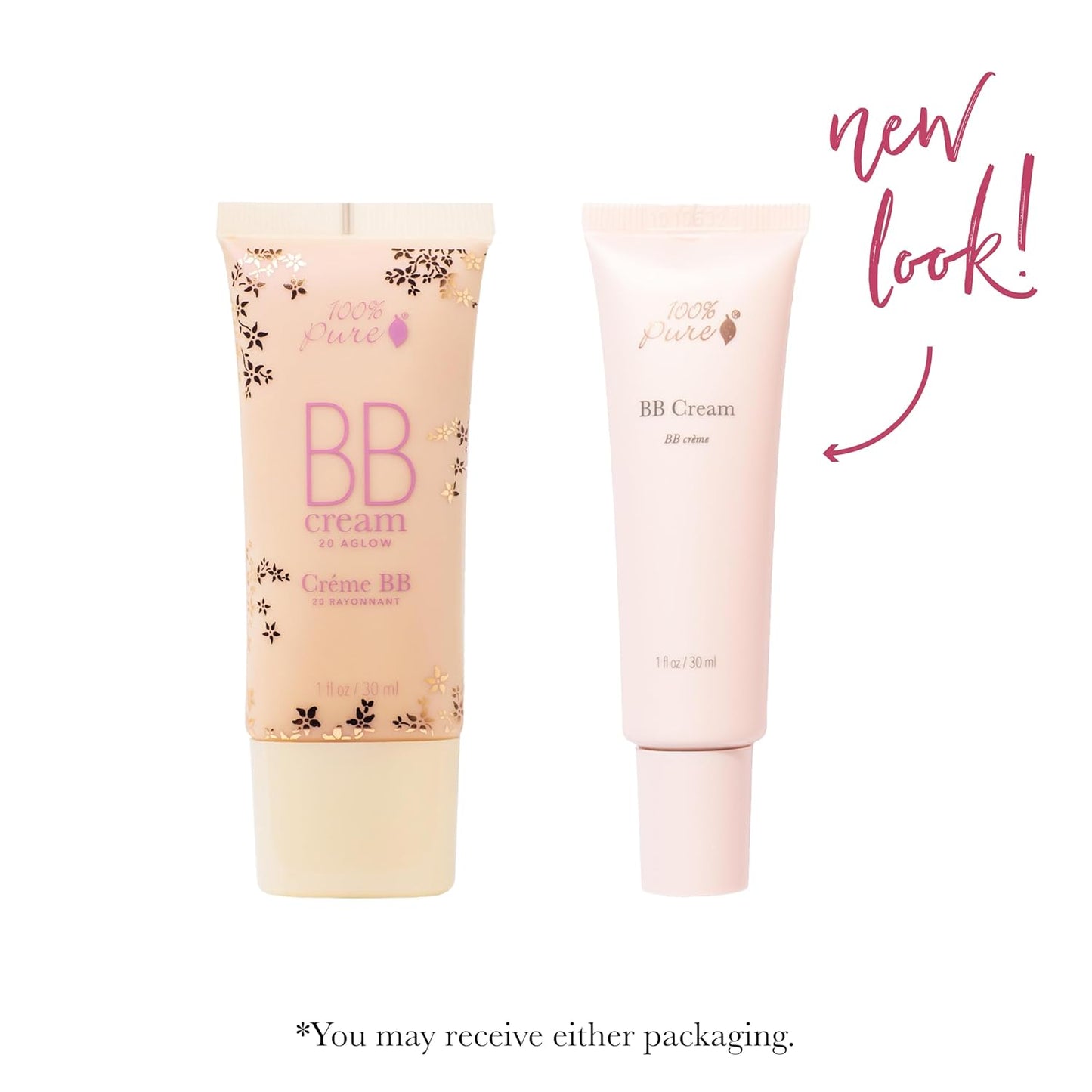 100% PURE BB Cream - Full Coverage Skin Care & Glow | Aglow Shade 20 - Vegan, Dewy Finish - 1 Fl Oz