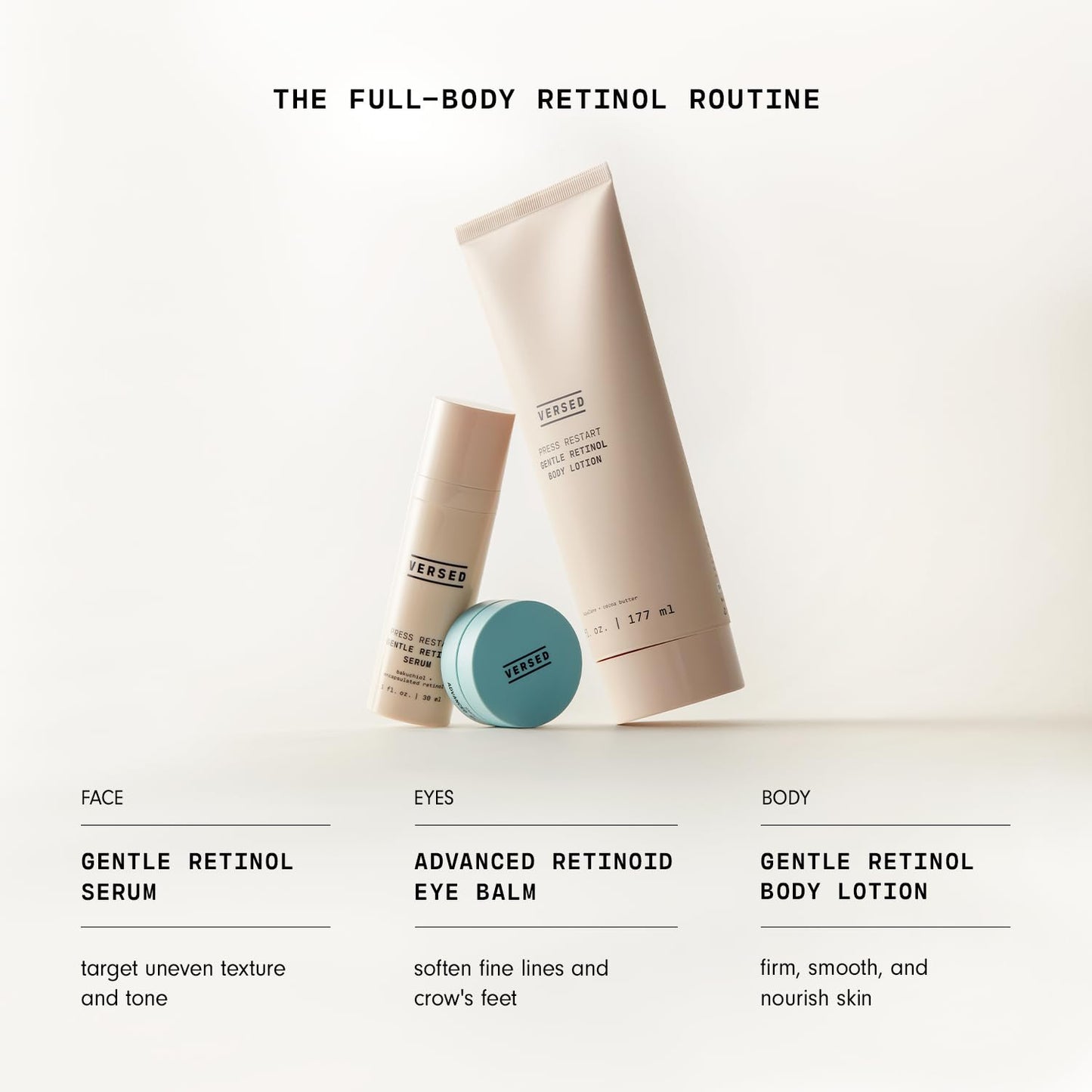 Versed Press Restart Retinol Body Lotion - Skin Firming Moisturizer with Cocoa Butter & Squalane - 6 oz for Dark Spots & Aging Skin