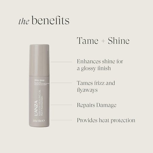 L'ANZA Keratin Healing Oil Shine Spray - Tames Flyaways & Provides UV Protection | Color Safe, Lightweight (3.4 Fl Oz)