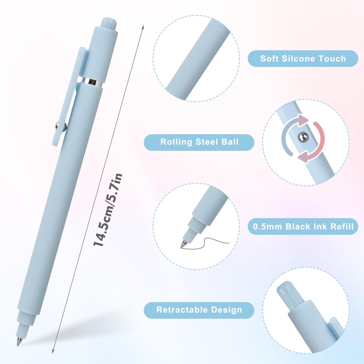 Teacher Appreciation Nurse Week Gifts: 7 Pcs Gel Pens 0.5mm Black Ink Fine Point Smooth Writing Pens Cute Office Essentials School Supplies Graduation Gifts Stocking Stuffers for Women Teen Girls