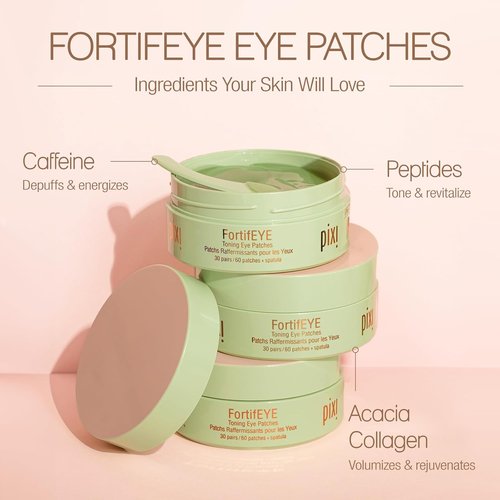 Pixi FortifEYE Firming Hydrogel Eye Patches - Vegan Collagen for Puffy Eyes & Fine Lines | 30 Pairs
