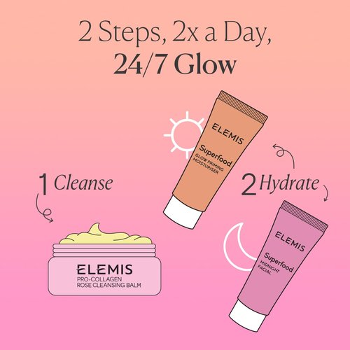 ELEMIS Way To Glow Skincare Kit - Travel Set with Rose Cleansing Balm & Glow Priming Moisturizer
