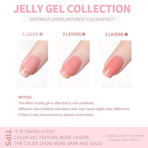 Vishine Gel Polish 15ml Sheer Glitter Pink Gel Polish Jelly Creamy Pink Translucent Gel Nail Polish Neutral Spring Color Soak off LED UV Gel Nail Art Manicure Design Salon at Home