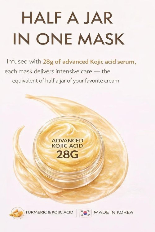 Regine Switzerland Kojic Acid Turmeric Brightening Gel Face Mask - Overnight Firming & Hydrating | 4 Pack