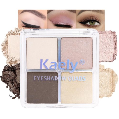Kaely Eyeshadow Quad - Natural Nude Shimmer Palette for Mature Skin | Pigmented & Waterproof, 01
