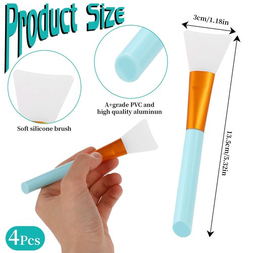 4pcs Face Mask Brush for Facial,Silicone Face Mask Applicator Soft Face Brush for Sleeping Mask, Mud Mask, Hairless Body Lotion