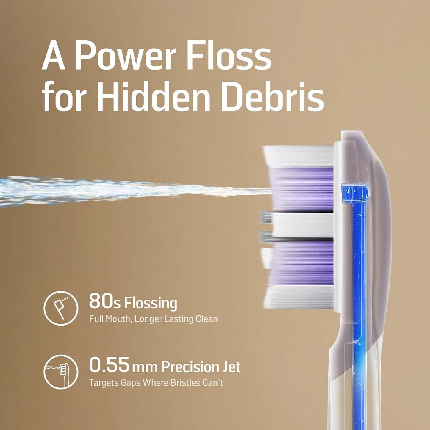Soocas NEOS II Ultra Electric Toothbrush - 3-in-1 Flossing & Water Flosser Combo, Champagne Gold
