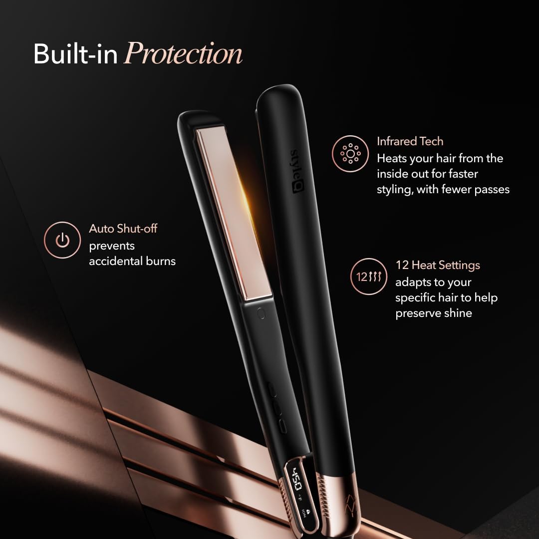 SRILabs Flat Iron Hair Straightener - GraphFlow Technology, Infrared Light Therapy, 12 Heat Settings | All Hair Types