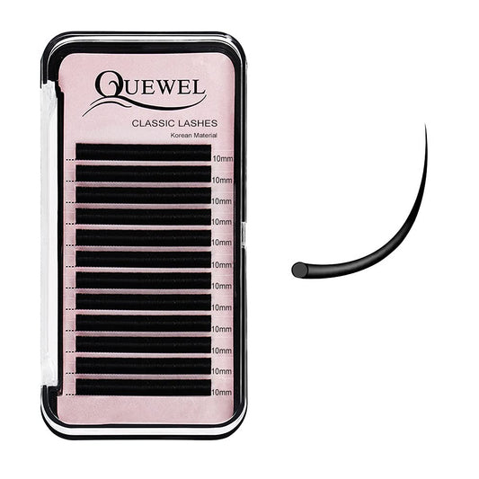 QUEWEL Eyelash Extensions 0.03mm D Curl 10mm Supplies Matte Black Individual Eyelashes Salon Use|0.03/0.05/0.07/0.10/0.15/0.20mm C/D Single 8-18mm Mix 8-15mm/10-15mm|（0.03 D 10mm）