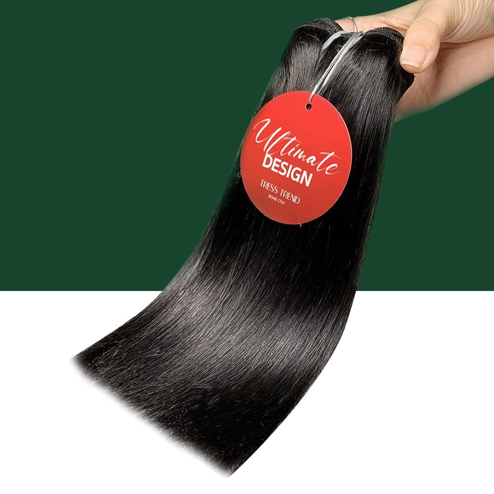 Silky Hair Raw Human Hair Single Bundle, Use Naturally Straight RAW Hair Stay Bone Straigh Silky Hair Keep Straight And Remains Soft Without Tangles 50g for Women (14 INCH)