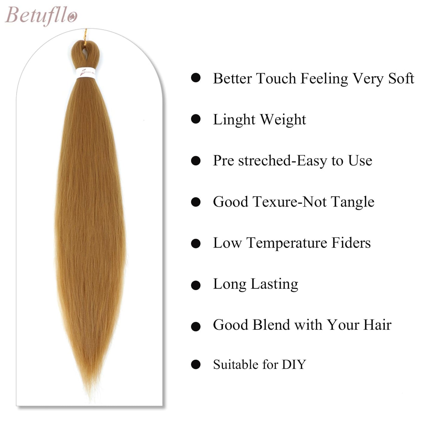 Braiding Hair Pre Stretched 26 Inch 8 Packs Honey Blonde Braiding Hair 27# Long Prestretched Braiding Hair Professional Synthetic Hair Yaki Texture Itch Free Hot Water Setting