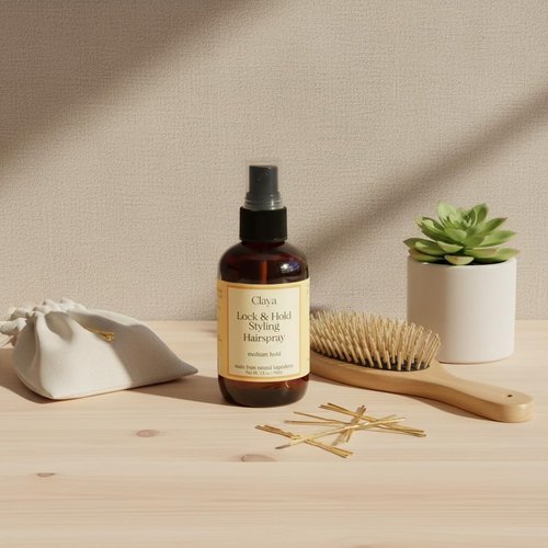 Claya Lock And Hold Styling Hairspray - Natural Ingredients, Plant-Powered Hold for Sensitive Skin | Medium Hold