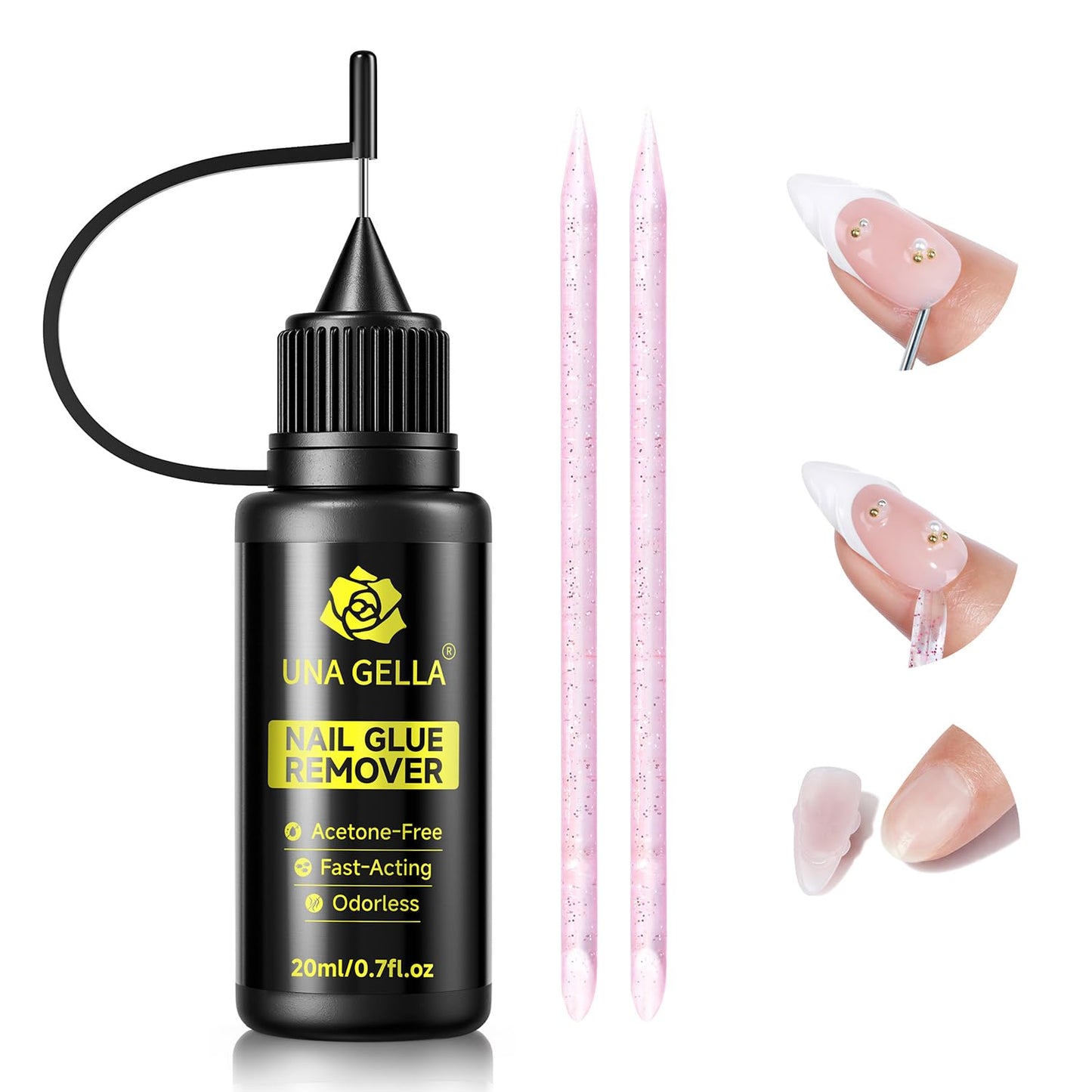 UNA GELLA Gel Nail Glue, Solid Nails Gl ue Gel 40g Lamp Curing Needed Soak Off G LUE Strong Nail G LUE G el for Acrylic Fake Nails Tips Extension Press On Nails for Gelly Tips