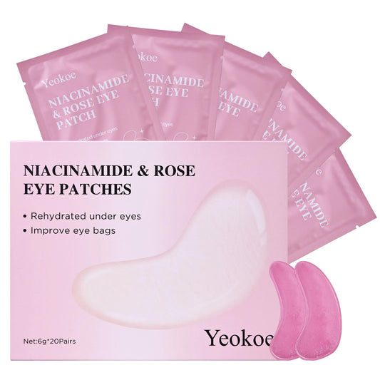 Yeokoe Under Eye Patches for Dark Circles,Puffy Eyes,20 Pairs Face Masks SkinCare With Niacinamide and Rose for Rehydrated