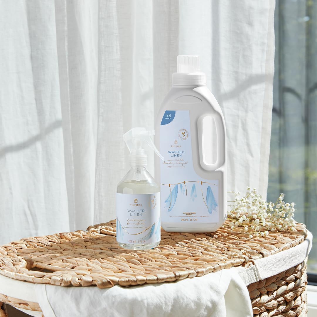 Thymes Linen Spray - Refreshing 9 Fl Oz Washed Linen Scent for Home Ambiance