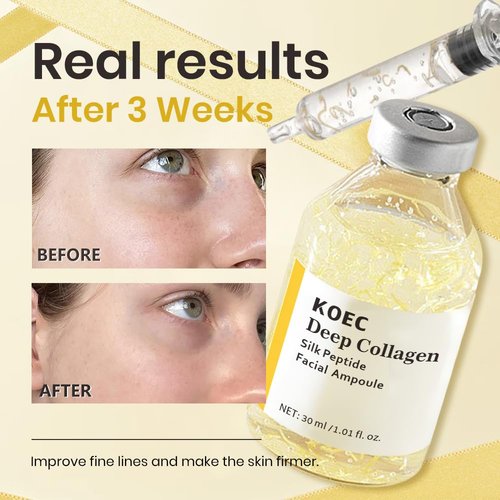 KOEC Deep Collagen Silk Peptide Facial Ampoule Set - Lifting Serum for Intensive Tightening & Hydration | 2PCS