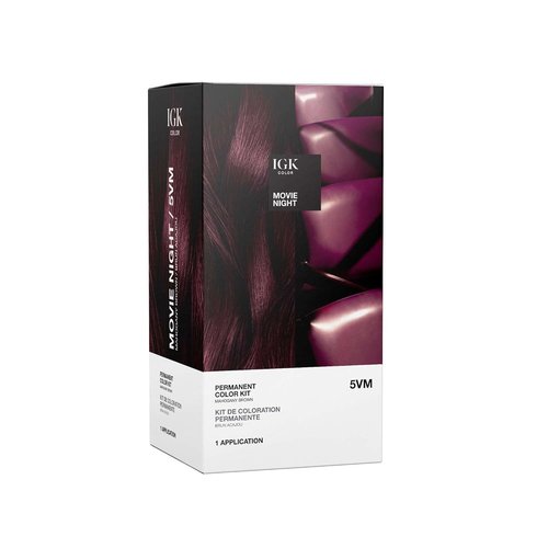 IGK Permanent Hair Dye Color Kit - 5VM Movie Night Mahogany Brown | 100% Gray Coverage, Strength & Shine