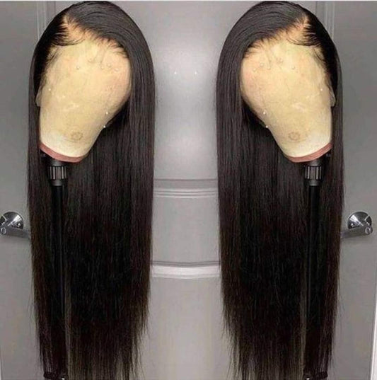 ANDRIA 13x4 HD Lace Front Wigs 32 Inches Straight Hair Glueless Lace Wigs Synthetic Long Silk Straight Natural Wig Heat Resistant Fiber Natural Black Hairs Wig With Baby Hair For Black Women
