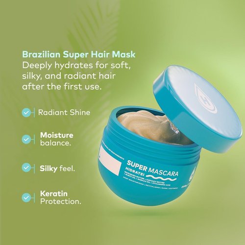 Hidratei Brazilian Beauty Super Hair Mask - Deep Hydration Treatment for Damaged Hair | 8.8oz