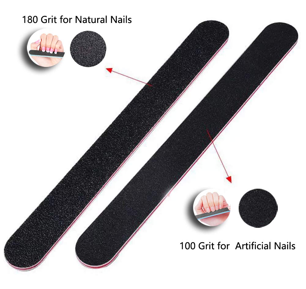Skiennix Nail File - 43ct 100/180 Grit Emery Boards for Acrylic & Natural Fingernails