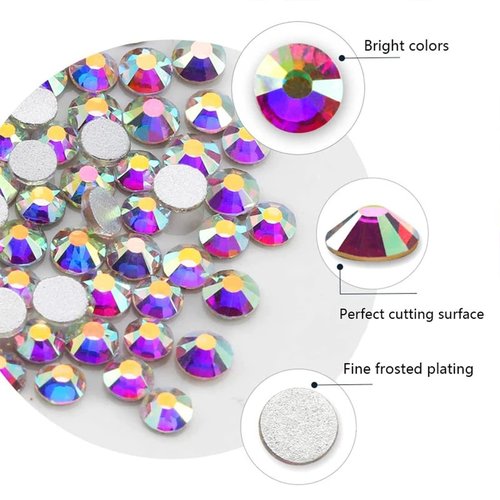 14400pcs Flatback Crystal Rhinestones Half Round Glue Fix Rhinestone for Crafts Nail Art（Crystal AB,SS4/1.4-1.6mm）