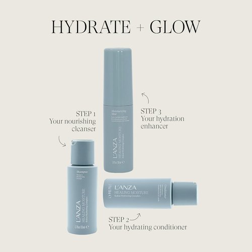 L'ANZA Healing Moisture Hair Care Kit - Hydrating Shampoo, Conditioner & Leave-In Mist | UV Protection, Color Safe, Softens & Detangles