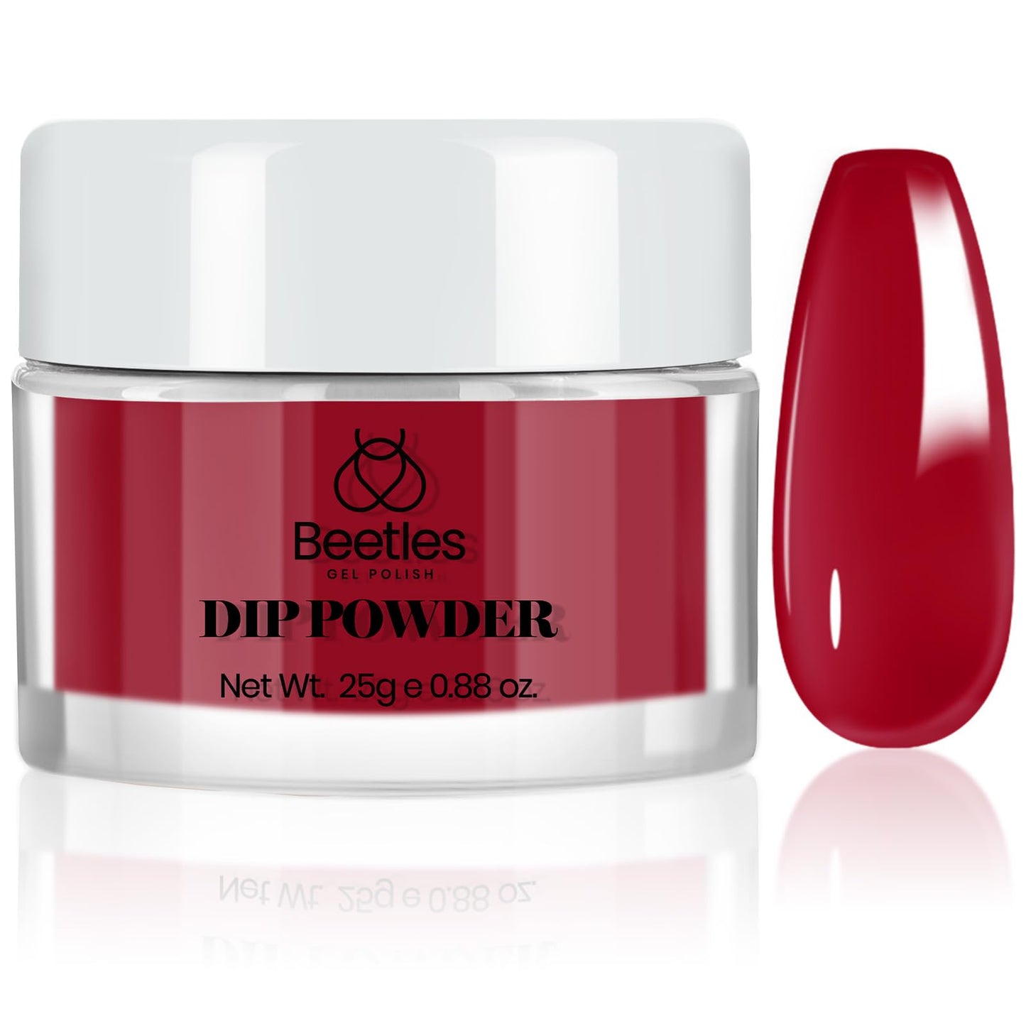 Beetles Dip Powder Burgundy Red Color, 25g Dark Reddish Red Dipping Powder for French Nail Art, Starter Manicure DIY Home Salon Long Lasting Design, No Lamp Needed