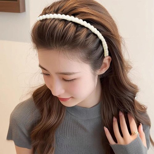 Jaczora Plastic Comb Headbands with Teeth for Women, Non-Slip Comfort Hair Bands, Black Brown Beige White, 4 Pack Hair Accessories