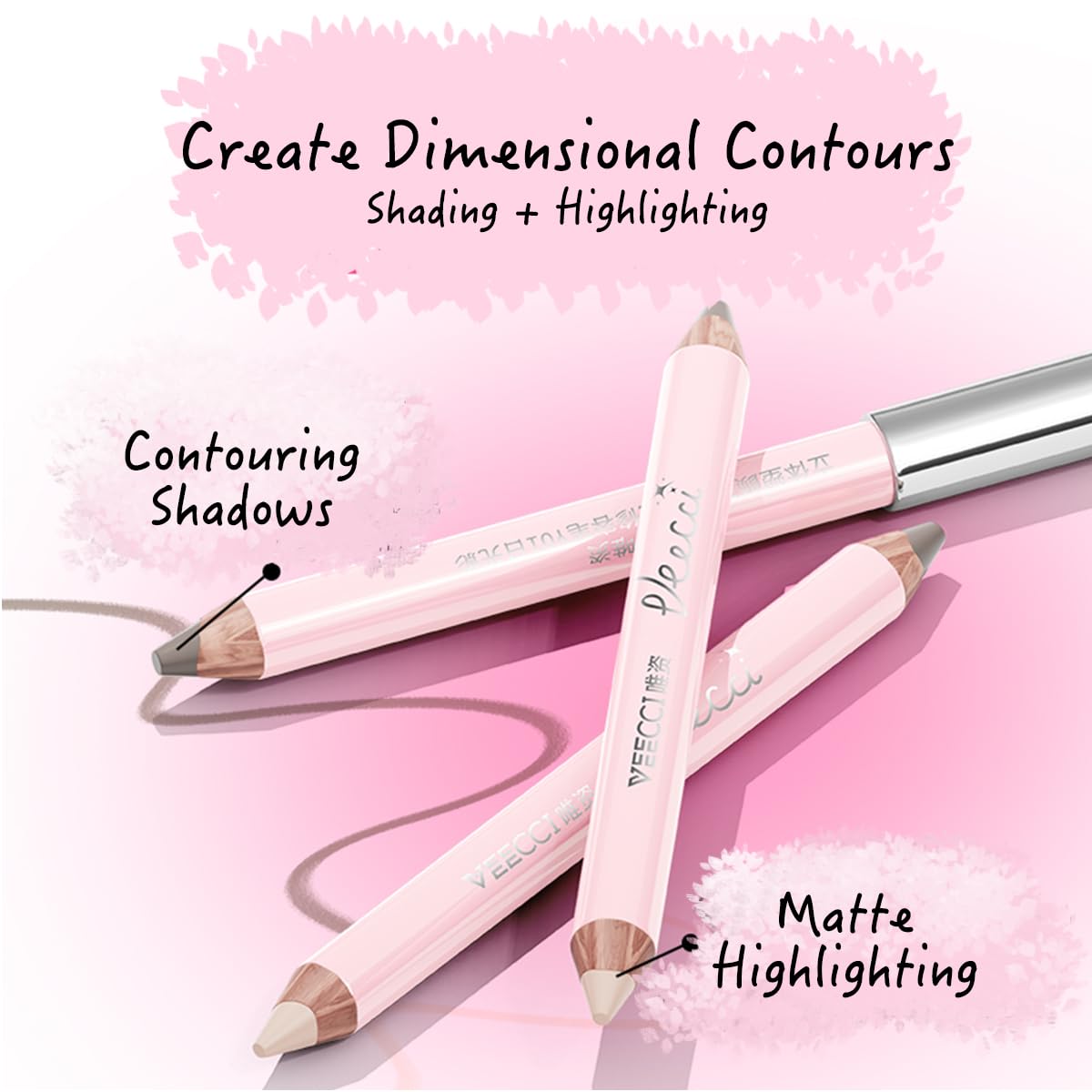 Skiennix Dual-Ended Highlighter & Contour Stick - Waterproof, Matte Finish, Long-Lasting Cream Pencil, 01 Daylight