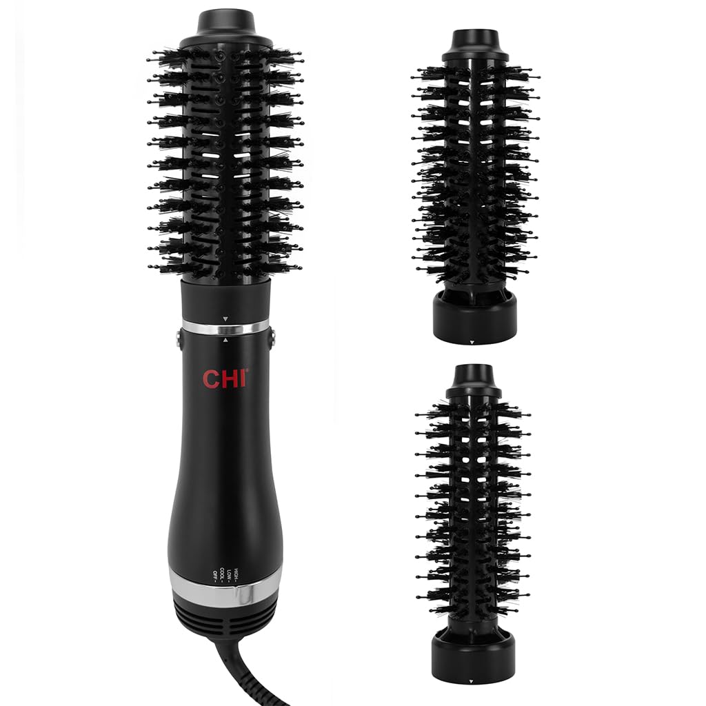 CHI 3-in-1 Round Blowout Brush - Hair Dryer Brush for Smooth, Frizz-Free Hair | 3 Heads & Adjustable Heat