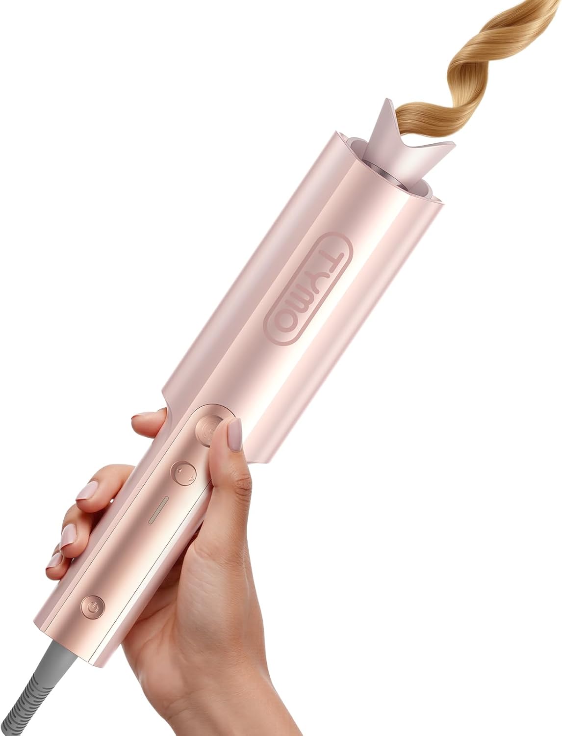 TYMO CurlPro Plus Automatic Curling Iron - 1-Inch Long Barrel Ceramic Curler for Long Hair, Gold Blush