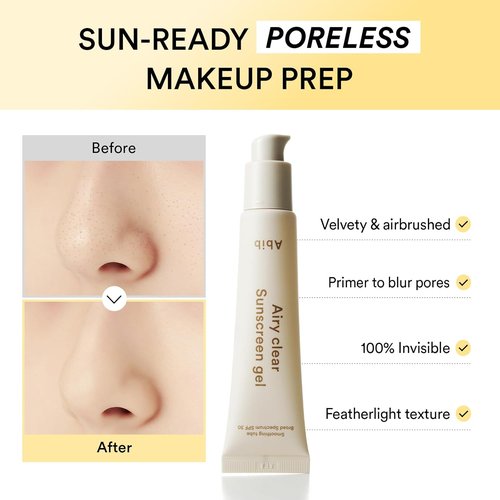 Abib Airy Clear Sunscreen Gel SPF 30 - Lightweight, No White Cast Formula | 1.01 fl. oz / 30 g