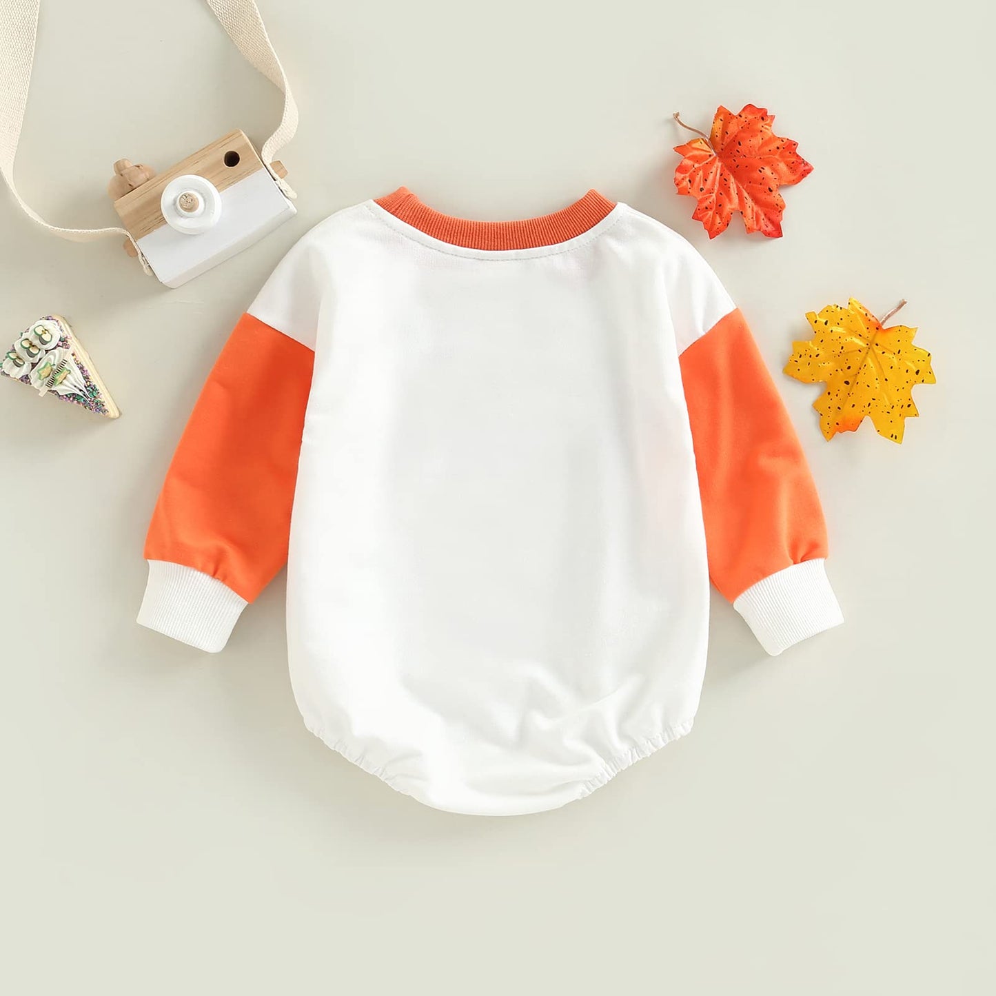 DOSYZTO Baby Boy Girl Thanksgiving Outfit Long Sleeve Pumpkin Pies Sweatshirt Romper Oversized Sweater Fall Clothes (Thick Thighs Romper,12-18 Months)