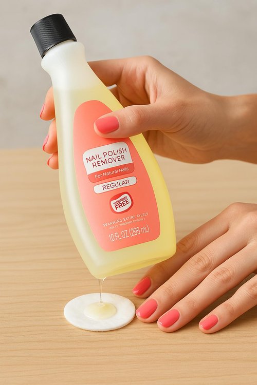 Nail Polish Remover for Natural Nails, Regular Strength Acetone Formula, Removes Nail Color Easily, 10 fl oz Liquid Solution, Fast Acting, Salon Use