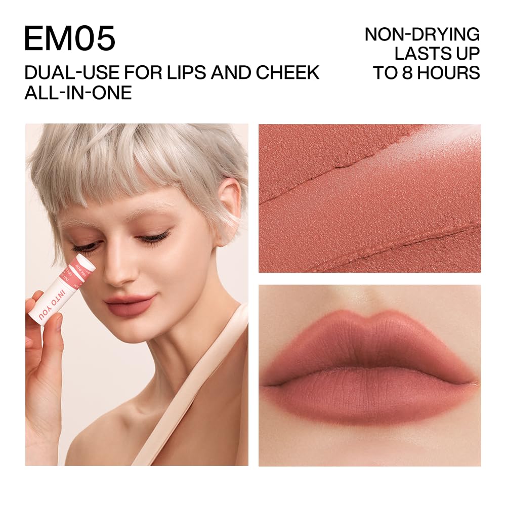 Skiennix Matte Nude Lipstick - Waterproof Liquid Formula for Long-Lasting Wear | Dual-Use for Lips & Cheeks