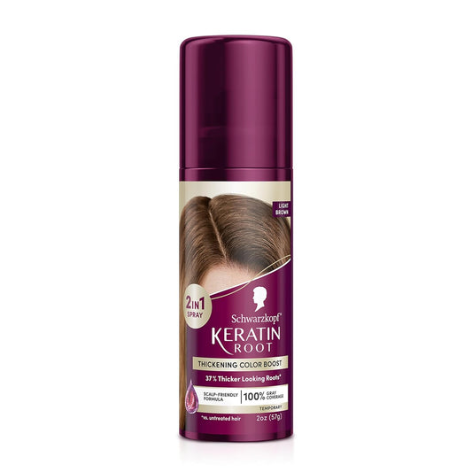 Schwarzkopf Keratin Root Hair Color Spray - Light Brown | Instant Gray Coverage & Scalp Friendly