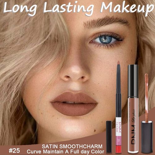 Regine Switzerland Lip Liner & Lipstick Set - 24H Waterproof Matte Brown & Rose-Beige Duo