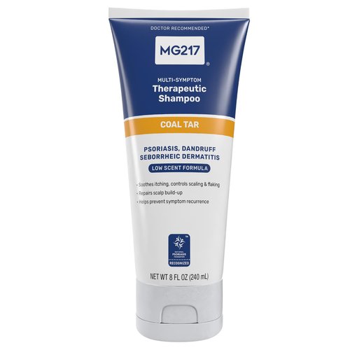 MG217 Psoriasis Shampoo with Coal Tar, Therapeutic Scalp Treatment, Controls Itching, Scaling, Flaking, Scale Buildup, Psoriasis Scalp Treatment, .5% Coal Tar Shampoo and Conditioner, 8floz