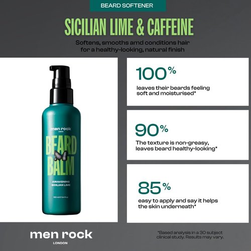 Men Rock Awakening Beard Balm - Sicilian Lime Leave-In Conditioner for Soft, Manageable Beards - 3.4 oz