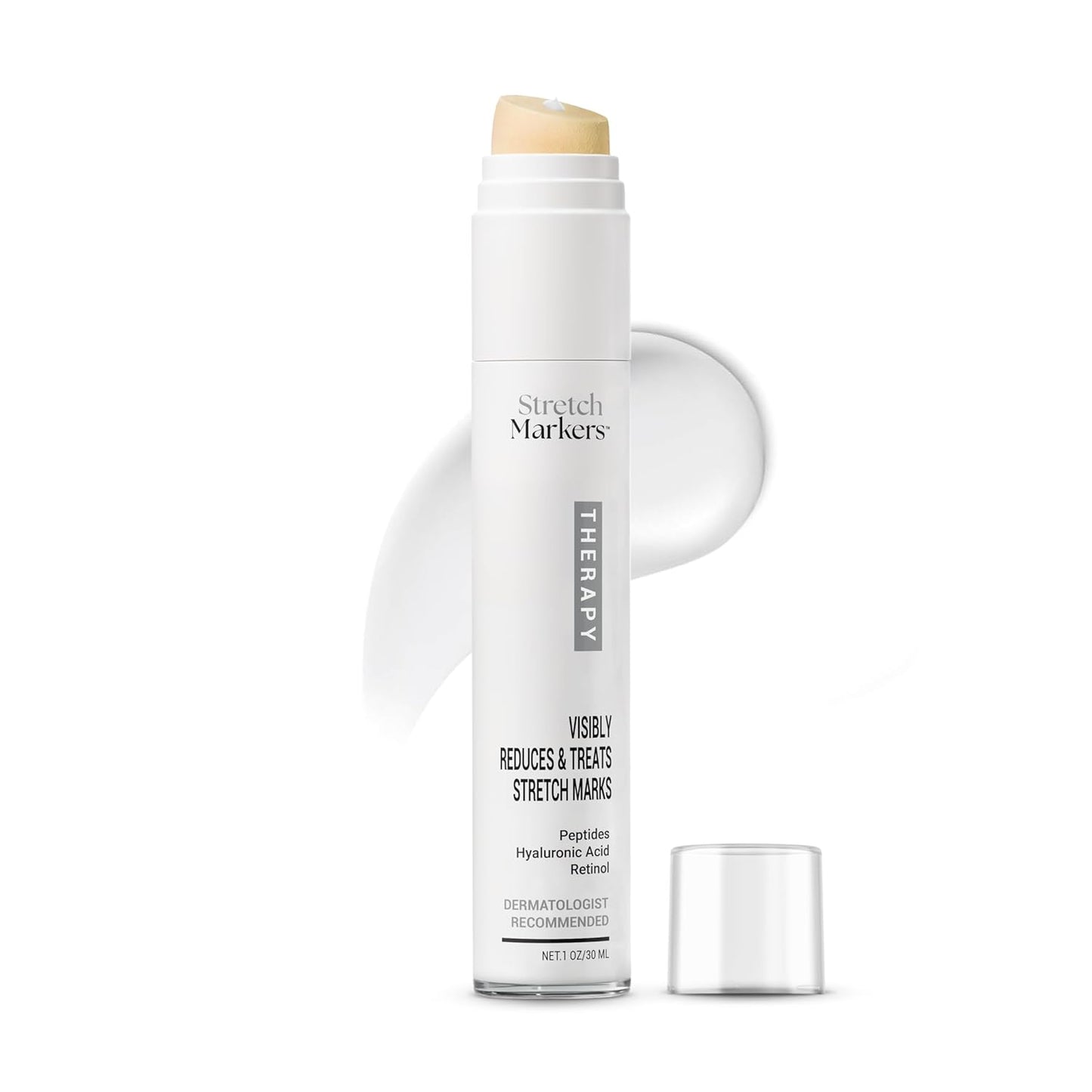 StretchMarkers Therapy Stretch Mark Cream – Visibly Reduces and Treats, Stretch Marks Removal with Retinol, Hyaluronic Acid, Bioactive Peptides & 3D Stem Cell Technology, 1 fl oz