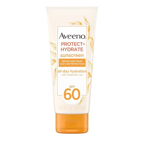 Aveeno Protect + Hydrate Sunscreen Lotion - Broad Spectrum SPF 60, Weightless & Refreshing, 3.0 fl. oz