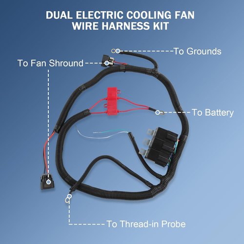 CARMOCAR Electric Dual Fan Wiring Harness Kit - Upgrade for 1999–2006 GM ECU Control
